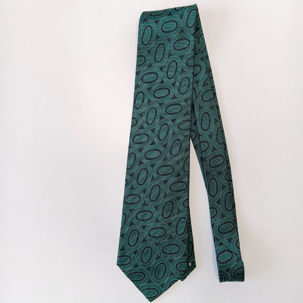 Valentino Cravatte Men's Green Ovals Silk Tie 56.5" x 3.5"
